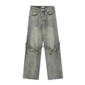 Vintage Washed Straight Jeans with Worn Effect