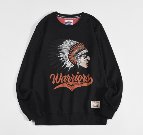 Vintage Print Loose Crew Neck Cotton Sweatshirt