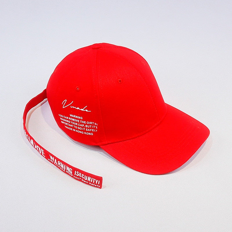 Long Strap Printed Baseball Cap - British Style Hip Hop Hat