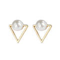 Fashionable Geometric Triangle Pearl Stud Earrings