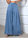 Light Blue High Waisted Wide Leg Baggy Jeans for Women
