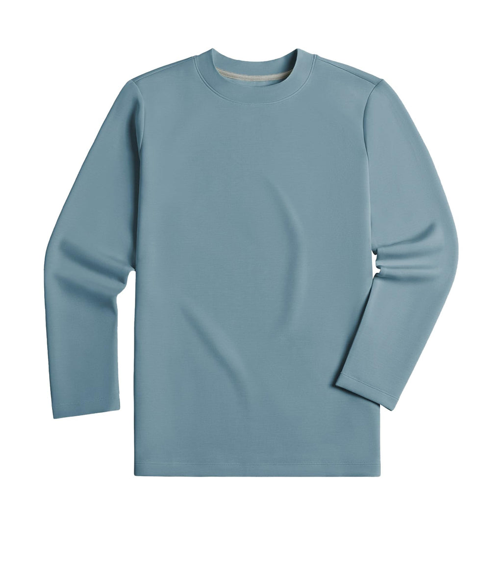 Fioboc T-Shirts Long Sleeve Polo Shirts for Men Modal Blend Heavy Cotton T Shirts Long Sleeve Tee Slate_Blue 4XL