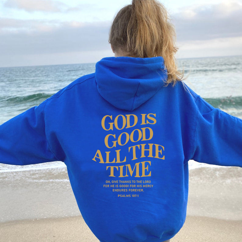 Brushed Hoodie with Slogan and Kangaroo Pocket