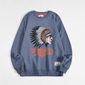 Vintage Print Loose Crew Neck Cotton Sweatshirt