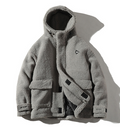 Men's Fashion Hooded Cotton Jacket with Lamb Wool