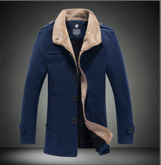 Men's Lamb Wool Jacket with Stand-Up Collar