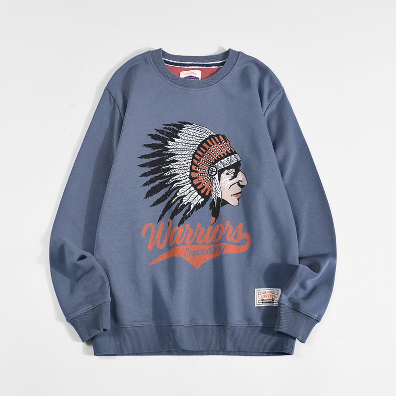 Vintage Print Loose Crew Neck Cotton Sweatshirt