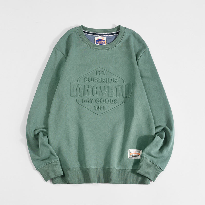 Vintage Print Loose Crew Neck Cotton Sweatshirt