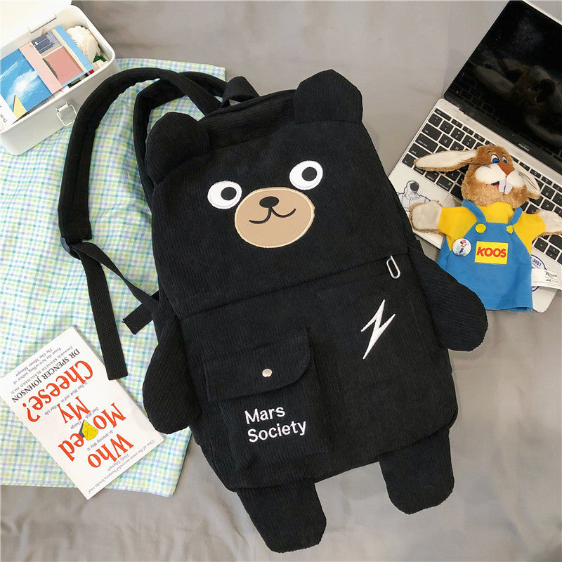 Corduroy Bear Backpack for Cute Women and Girls