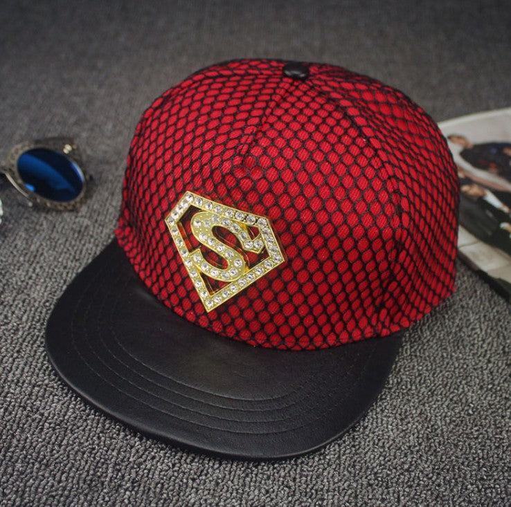 Superman Diamond Flat Brim Hat - Street Hip Hop Cap