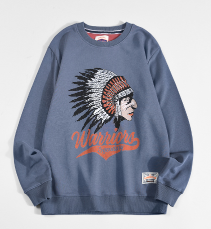Vintage Print Loose Crew Neck Cotton Sweatshirt
