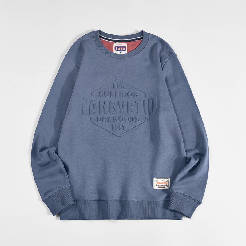 Vintage Print Loose Crew Neck Cotton Sweatshirt