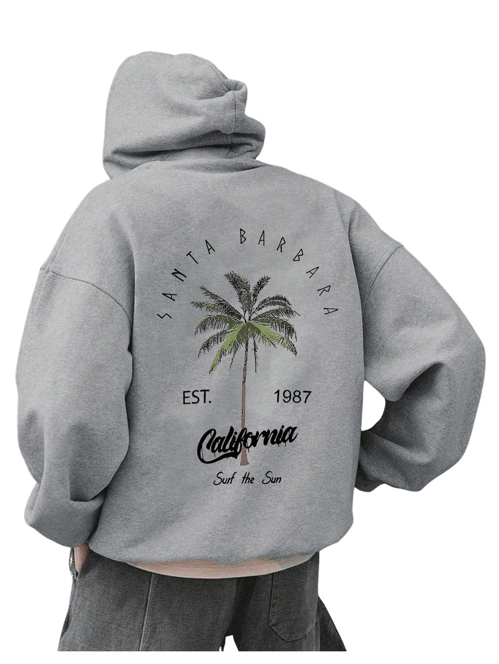SOLY HUX Hoodies for Men Graphic Letter Print Oversized Sweatshirt Drop Shoulder Long Sleeve Pullover Tops Grey Graphic X-Small