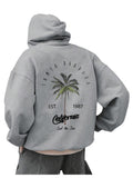 SOLY HUX Hoodies for Men Graphic Letter Print Oversized Sweatshirt Drop Shoulder Long Sleeve Pullover Tops Grey Graphic X-Small
