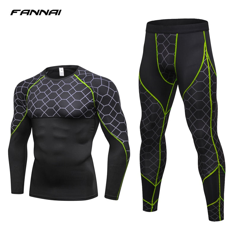 Fitness Set with Print, Quick-Dry Long Sleeve & Pants