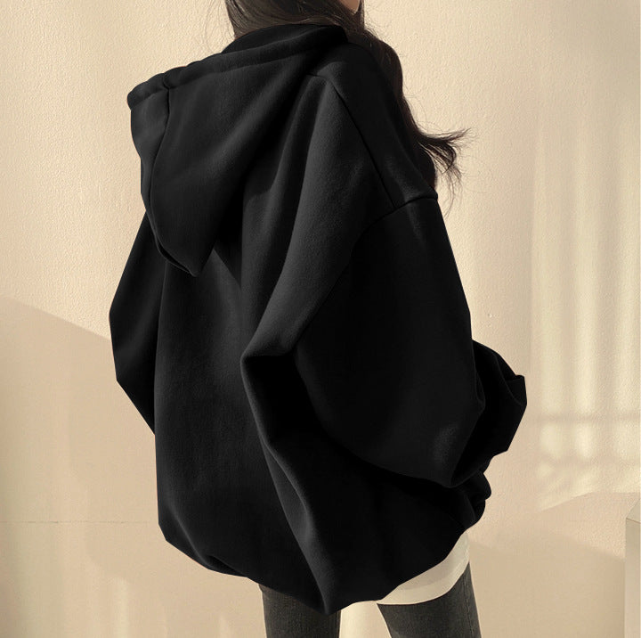 Fleece-lined Pullover Zipper Hoodie for Women