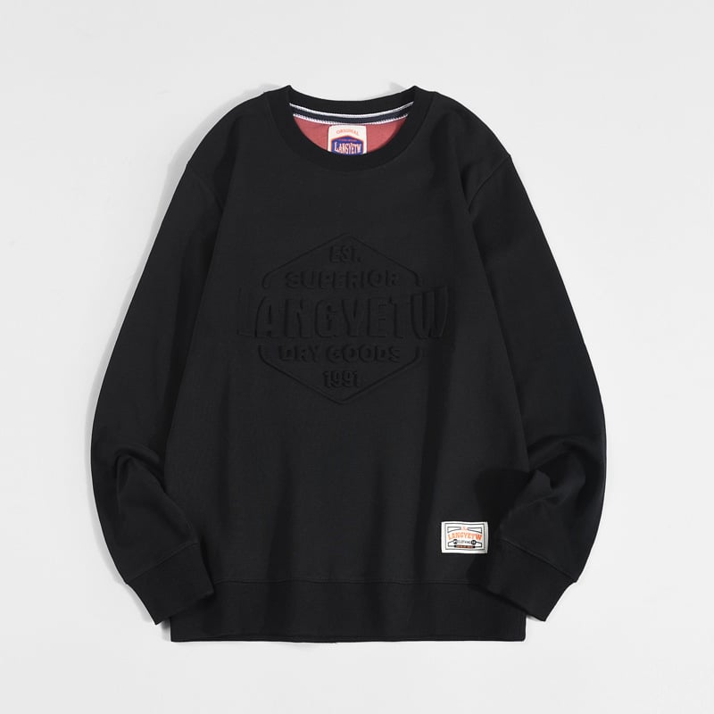 Vintage Print Loose Crew Neck Cotton Sweatshirt