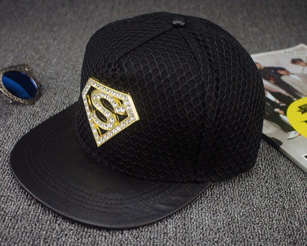 Superman Diamond Flat Brim Hat - Street Hip Hop Cap