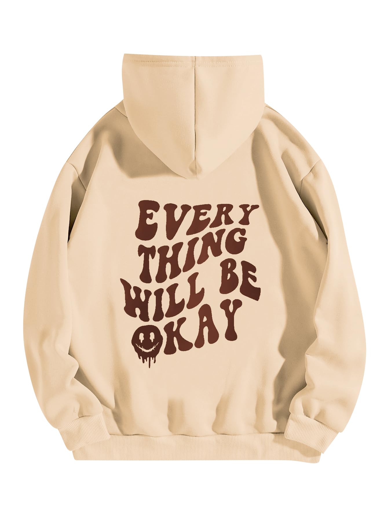 SOLY HUX Womens Oversized Sweatshirt Graphic Hoodies Casual Long Sleeve Loose Pullover Tops with Kangaroo Pocket Khaki Letter Small