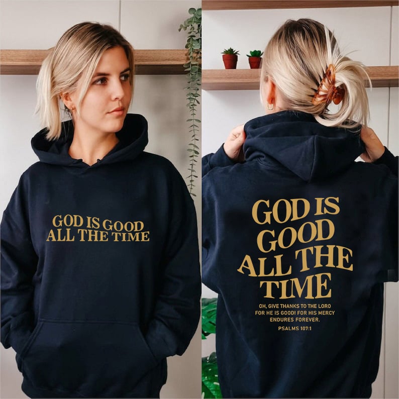 Brushed Hoodie with Slogan and Kangaroo Pocket