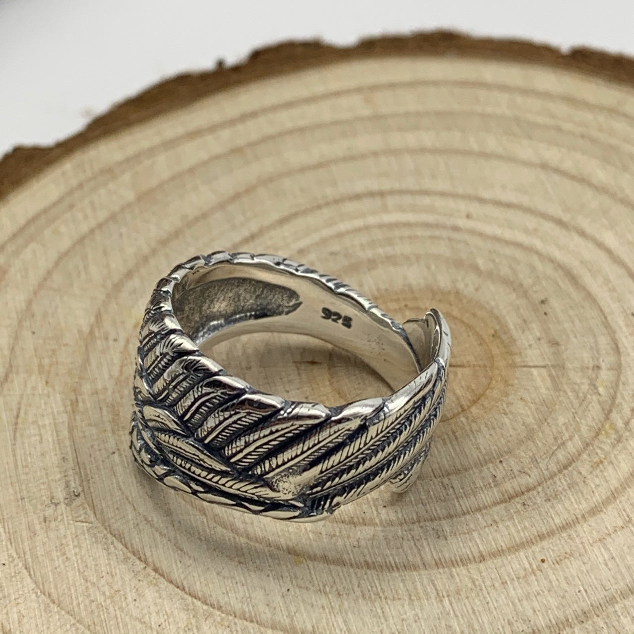 S925 Silver Angel Wings Open Ring for Men and Women
