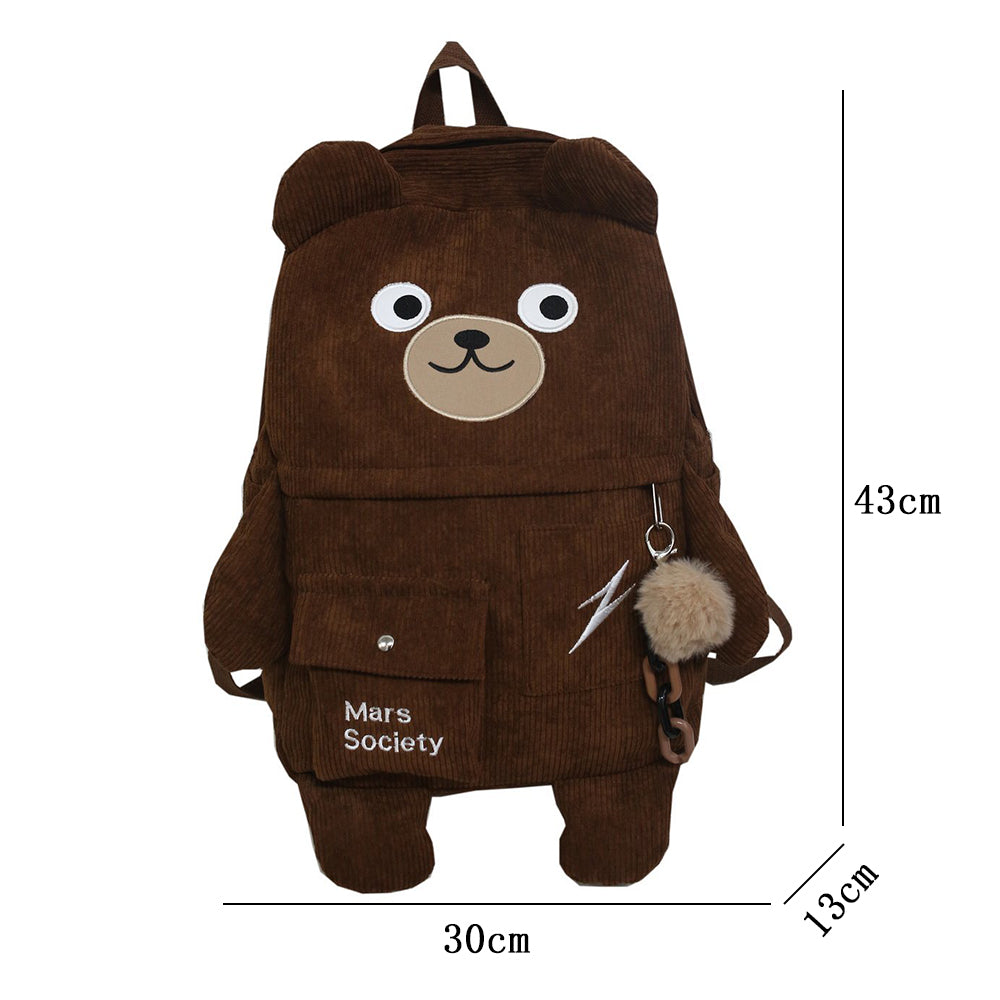 Corduroy Bear Backpack for Cute Women and Girls