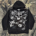 Punk Dark Skull Printed Hoodie Zip Cardigan Pullover