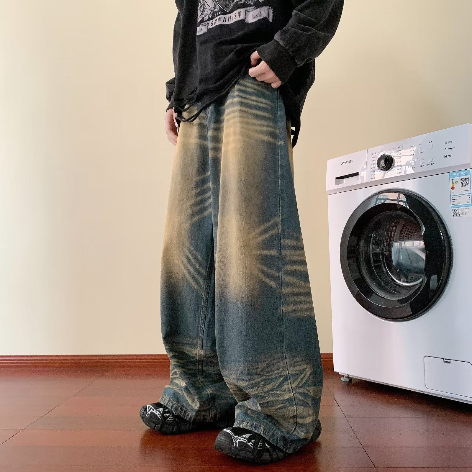 American Retro Worn Look Washed-out Jeans