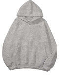 HOCANDY Womens Oversized Hoodies Sweatshirt Basic Solid Long Raglan Sleeves Loose Fleece Hooded Pullover With Kangaroo Pocket Light Grey