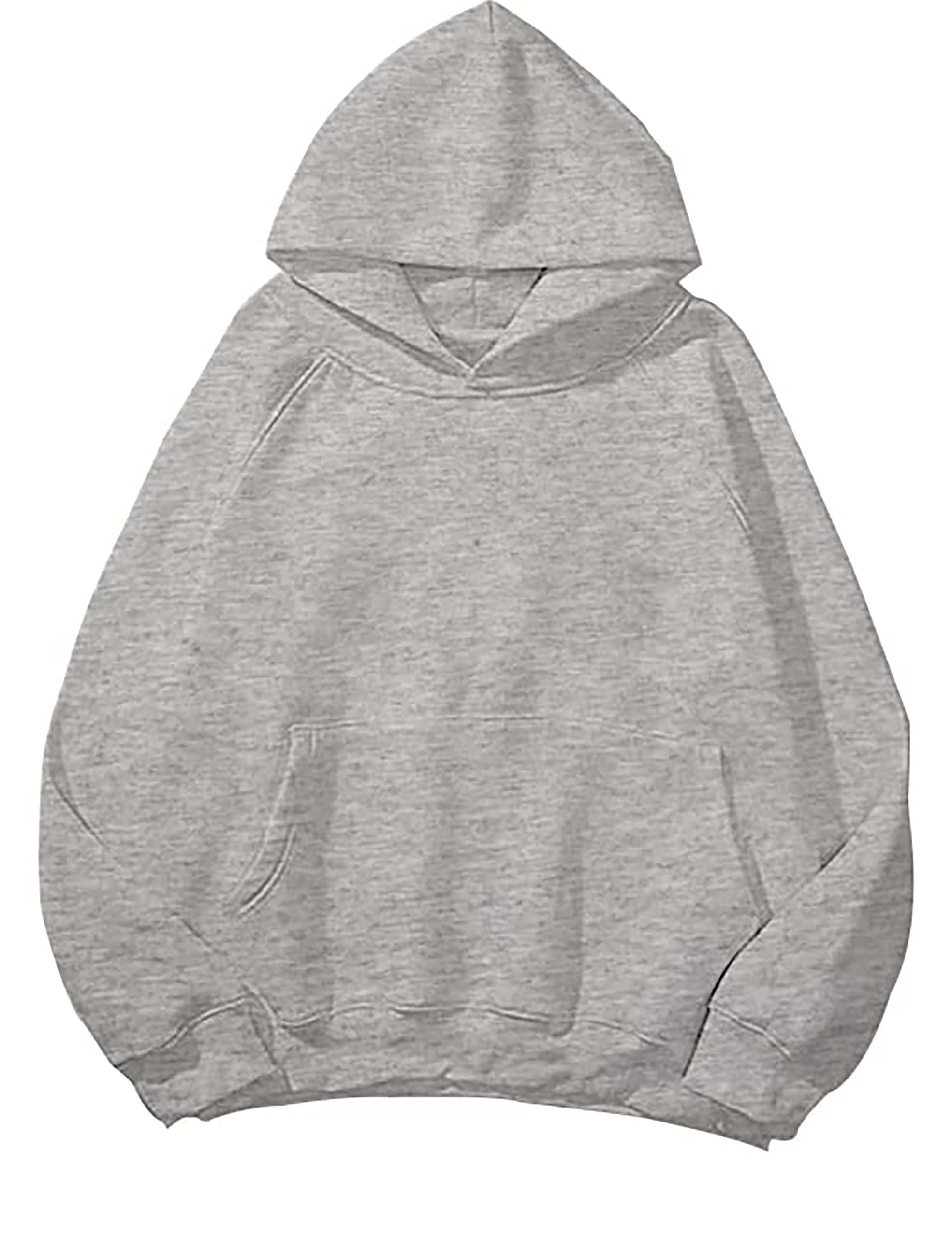 HOCANDY Womens Oversized Hoodies Sweatshirt Basic Solid Long Raglan Sleeves Loose Fleece Hooded Pullover With Kangaroo Pocket Light Grey