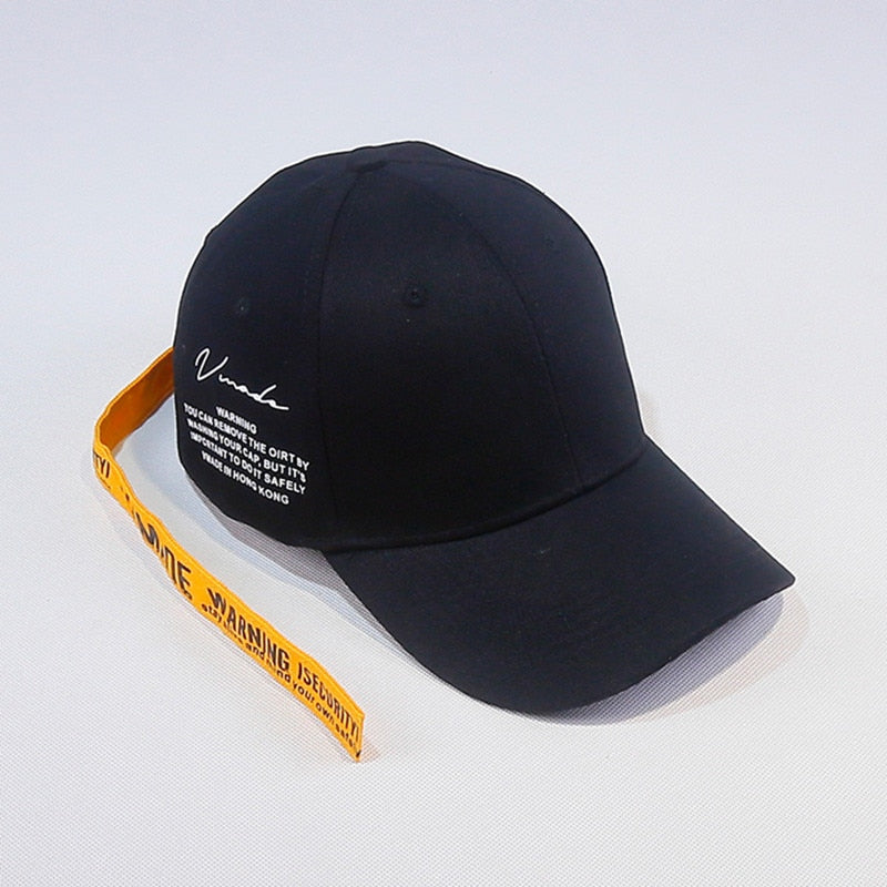Long Strap Printed Baseball Cap - British Style Hip Hop Hat