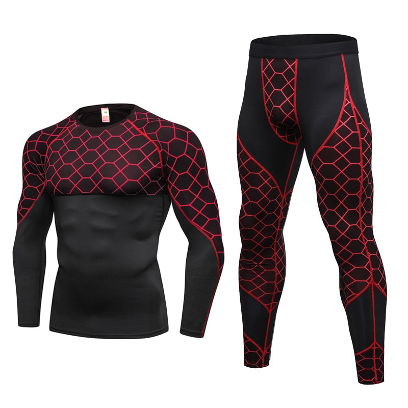 Fitness Set with Print, Quick-Dry Long Sleeve & Pants