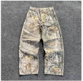 2000s Retro Leaf Print Baggy Jeans – Hip Hop Streetwear Loose Fit