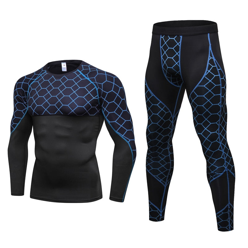Fitness Set with Print, Quick-Dry Long Sleeve & Pants