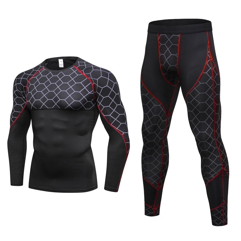 Fitness Set with Print, Quick-Dry Long Sleeve & Pants