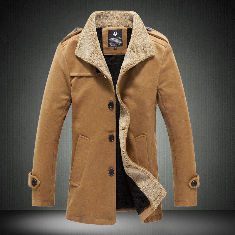Men's Lamb Wool Jacket with Stand-Up Collar