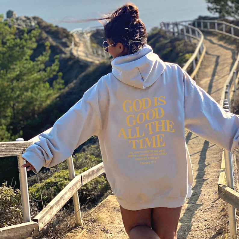 Brushed Hoodie with Slogan and Kangaroo Pocket