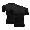 HYCOPROT 2 Pack Mens Compression Shirts Short Sleeve Athletic Workout T-Shirt Cool Dry Sports Baselayer Running Undershirts Tops