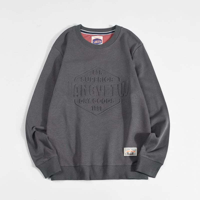 Vintage Print Loose Crew Neck Cotton Sweatshirt
