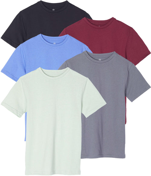 5 Pack: Boys White T Shirt Shirts Big Kids Soccer Girls Plain Athletic Dri Fit Tees Baseball Bulk Activewear Camisas Niaos Tops Short Sleeve Sports Tee Cotton Summer 6-7