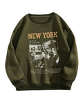 SOLY HUX Womens Sweatshirt Letter Print Graphic Drop Shoulder Long Sleeve Pullover Tops Army Green Letter X-Large