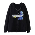 Dark Butterfly Print Zip Casual Cardigan Sweatshirt