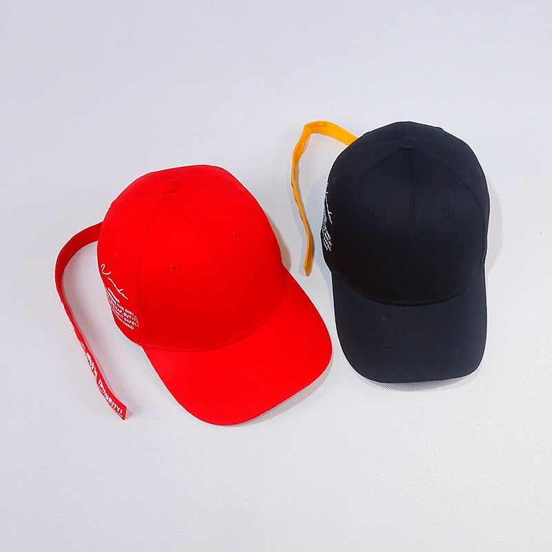 Long Strap Printed Baseball Cap - British Style Hip Hop Hat